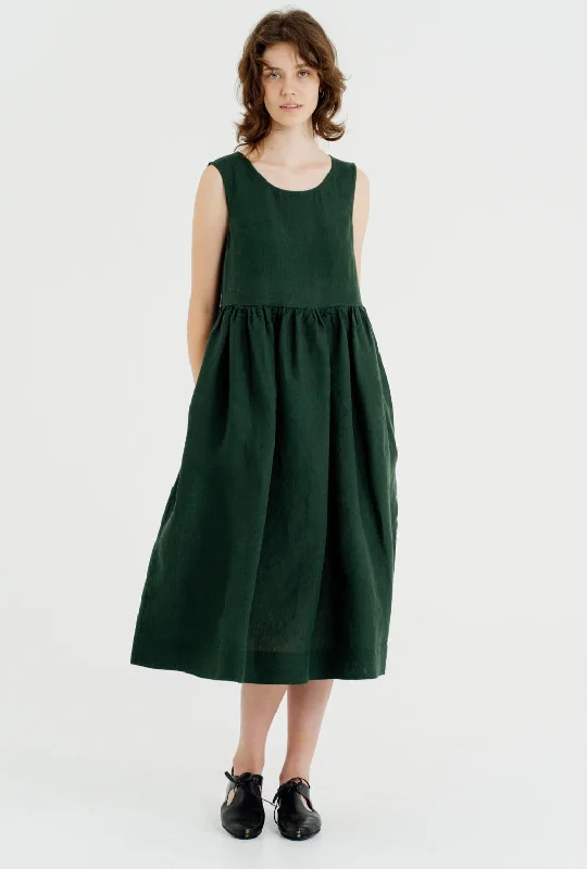 Smock Dress, Sleeveless, Evergreen Comfort First Women's Fashion