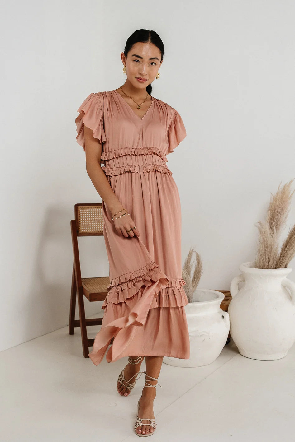 Willa Ruffle Dress in Blush Refined Look