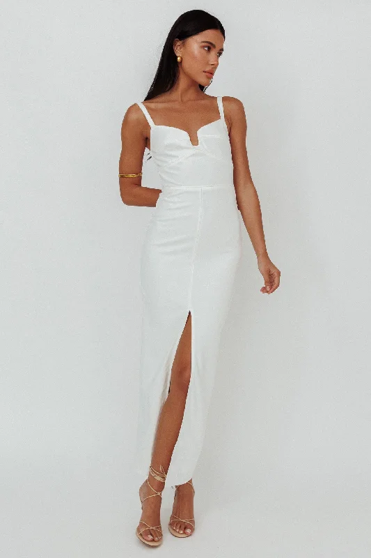 Love To Love Front Split Maxi Dress White Redefining Women's Style