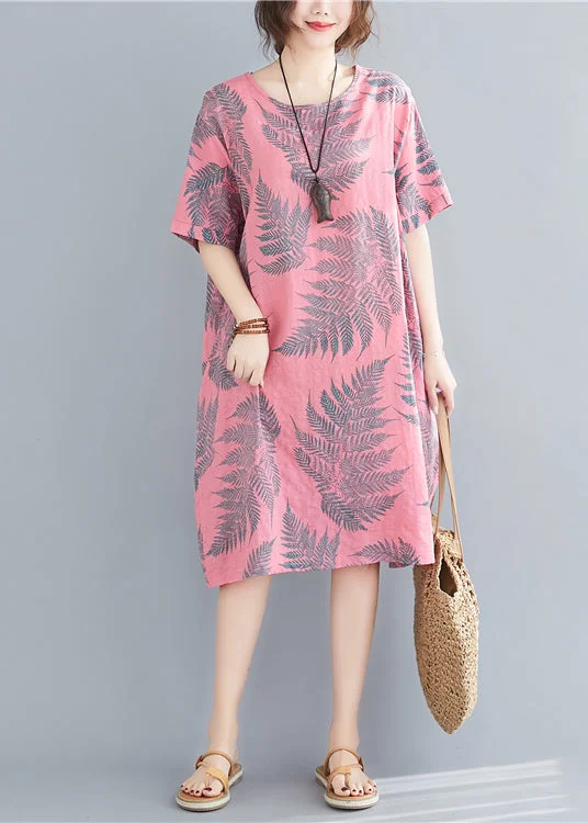 Plus Size Rose Oversized Print Cotton Holiday Dress Summer Limited Styles