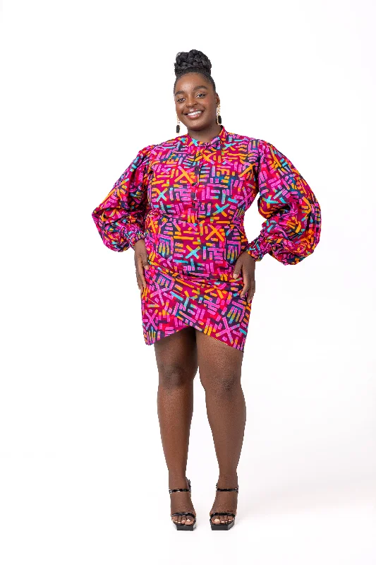 Betty Ankara Short Mini Dress | Pink African Print Flash Deals