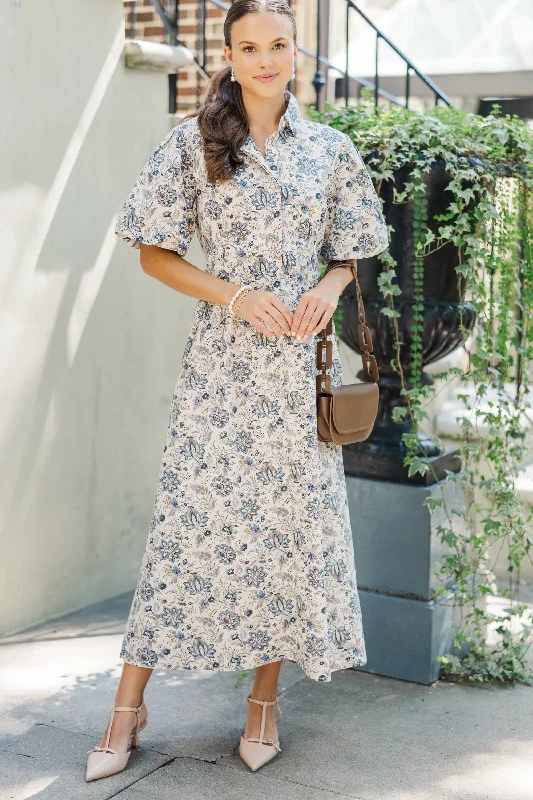 Quality Time Cream Paisley Midi Dress Big Savings On Minimalist Office Styles