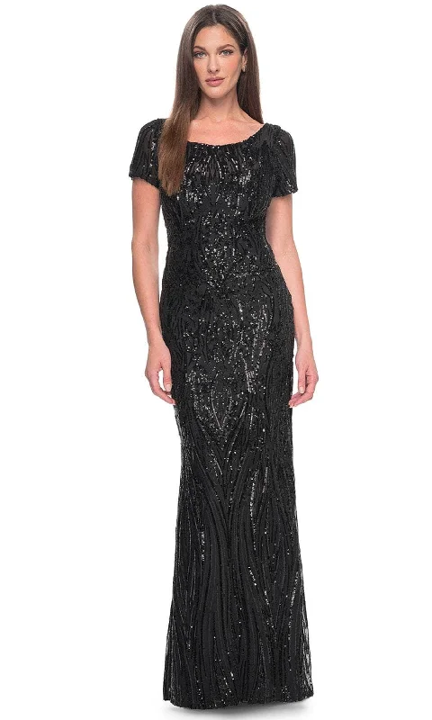 La Femme 31852 - Scoop Neck Sequin Evening Dress Trend Forward Women's Wear