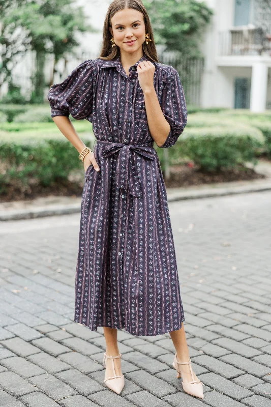 It Was All A Dream Espresso Brown Ditsy Floral Midi Dress Wardrobe Essentials