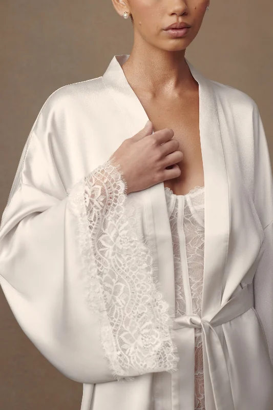 Annabeth Lace Trim Bridal Robe - White Limited - Edition Drops