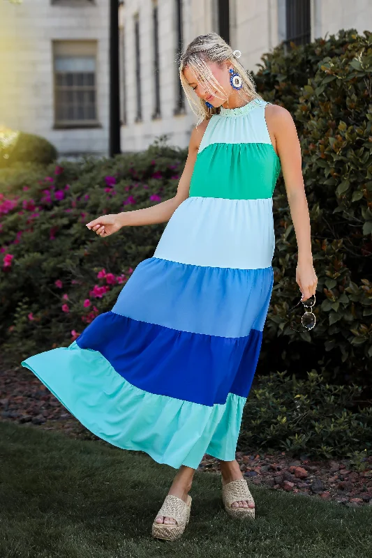 Ocean Skies Color Block Maxi Dress Everyday Basics