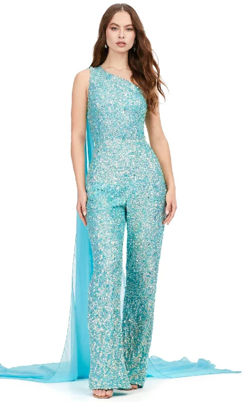 Ashley Lauren 11384 - One Sleeve Beaded Jumpsuit Limited Styles