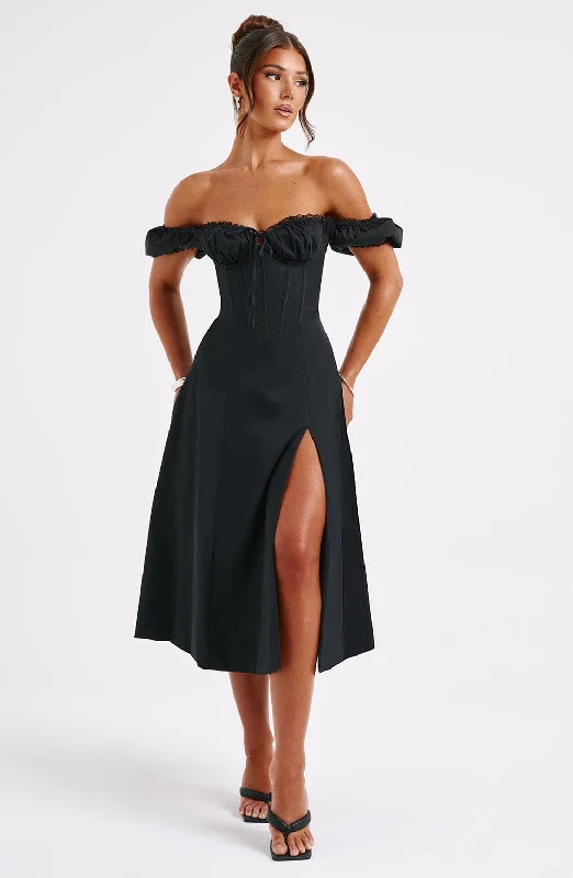 Courtney Midi Dress - Black Fashion-Forward