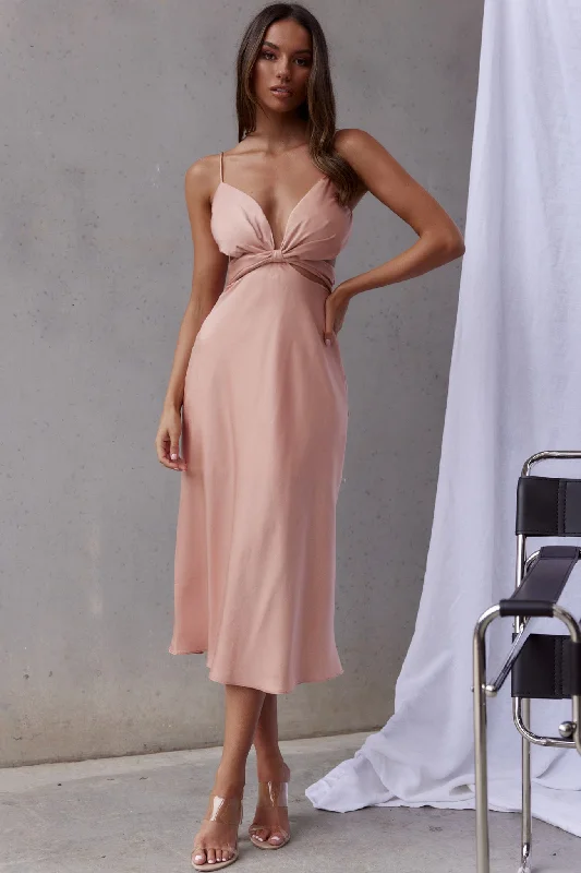 Dance With Me Crossover Bust Midi Dress Peach Explore What's New