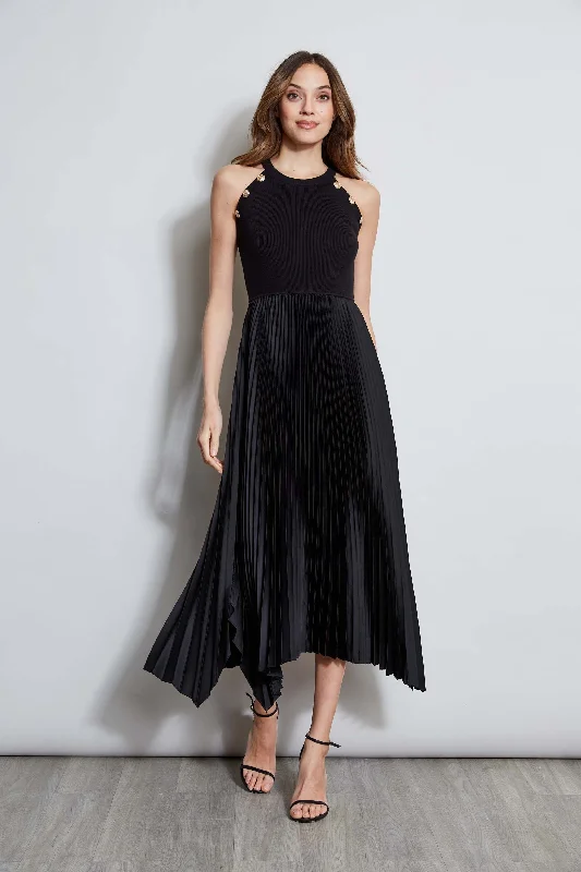 Pleated Halter Midi Dress Exclusive Sale