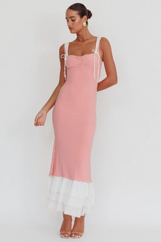 Daydreamers Ruffle Maxi Dress Pink All Season Fashion Collection