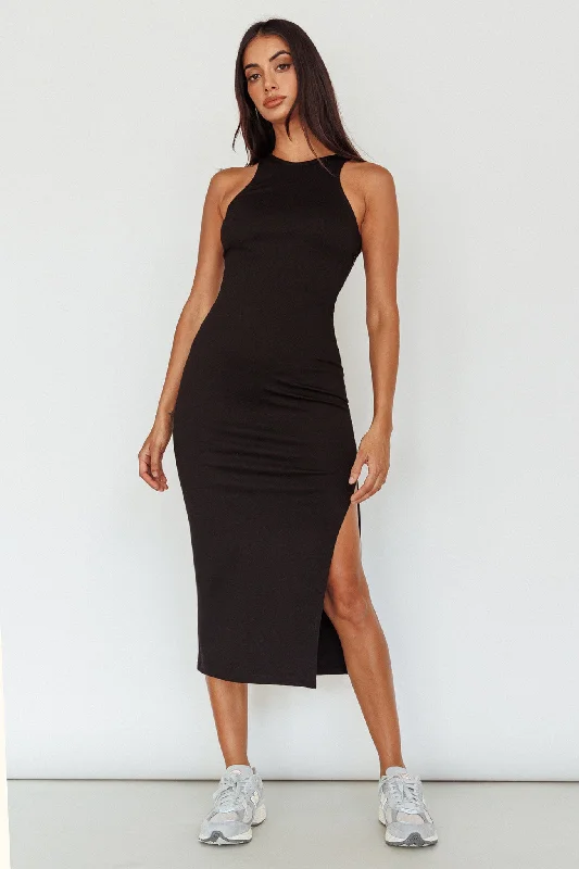 Voyage Racerback Midi Dress Black Catch Every Fashion Trend