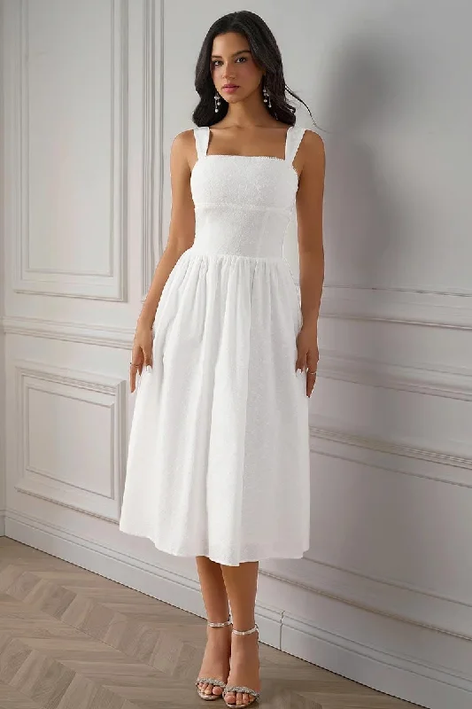 Beyond Classy White Midi Dress Trendsetting Threads