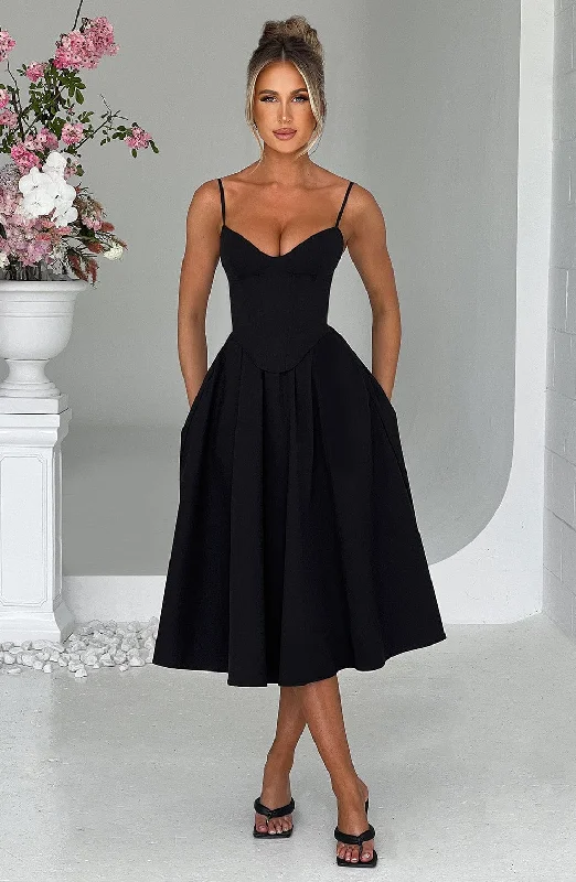 Mariella Midi Dress - Black Luxury Style