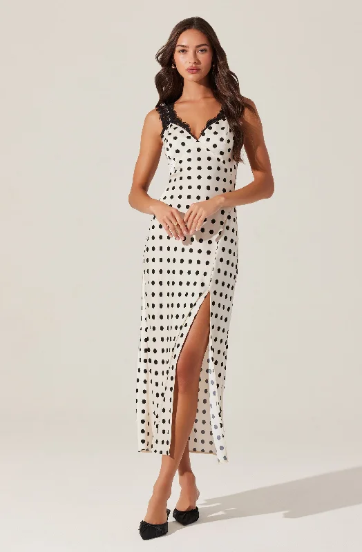 Eirene Polka Dot Midi Dress Casual Weekend Relaxed Style