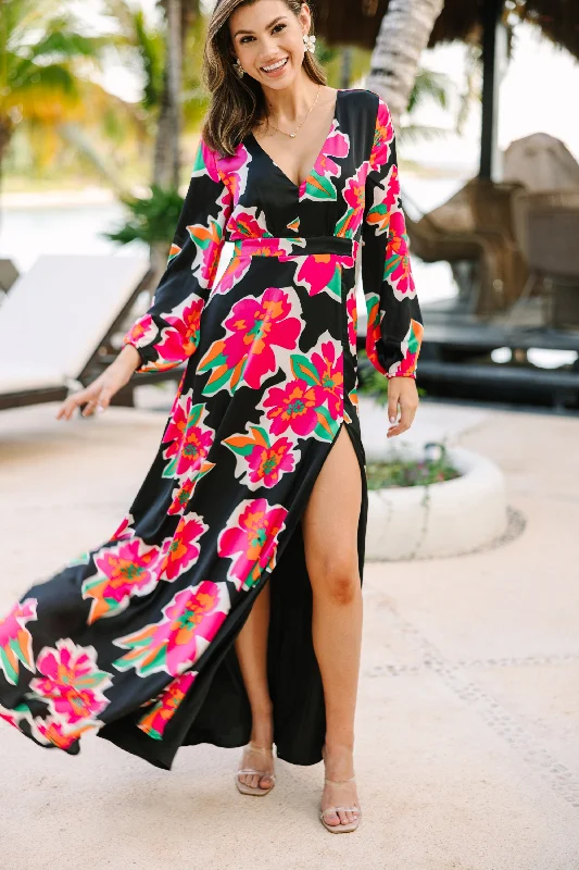 Just Feels Right Black Floral Maxi Dress Travel Essentials