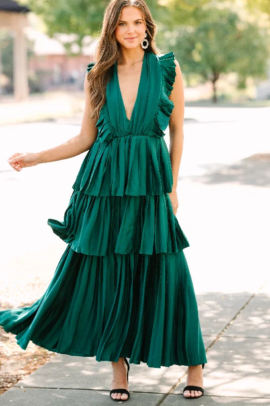 For The Drama Apline Green Ruffled Midi Dress Day To Night Styles