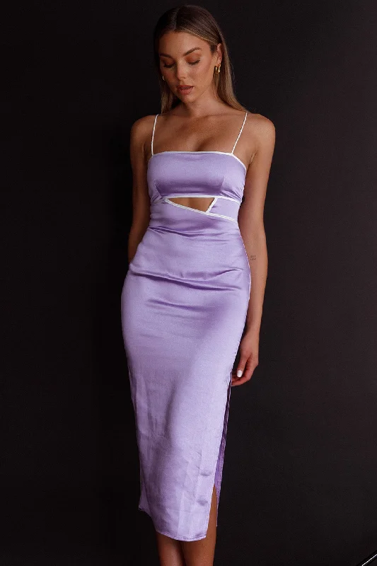 Laia Cut-Out Bodice Midi Dress Lilac Exclusive Designer Collection