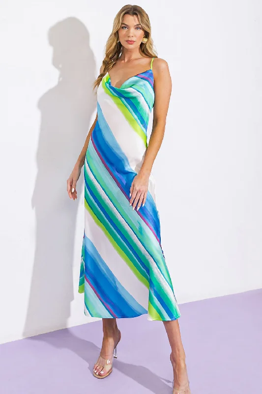 SENSE OF SERENITY WOVEN SATIN MIDI DRESS New Styles Just In