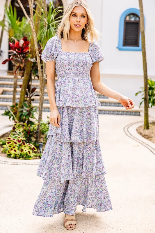 Under Clear Skies Blue Ditsy Floral Maxi Dress Trendy Styles