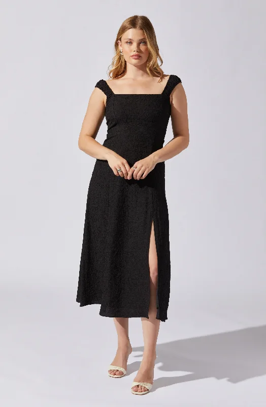 Crinkle Shoulder Midi Dress Cool Prices