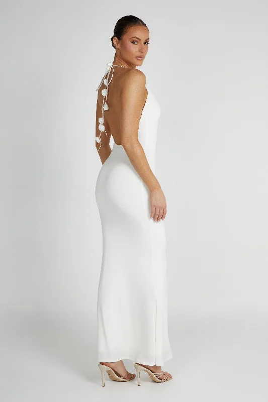 Marion Rose Halter Maxi Dress - White Inspired By You, Designed For You