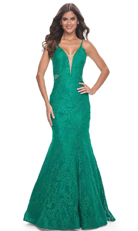 La Femme 32315 - V-Neck Lace Mermaid Prom Gown Comfort Centric Apparel