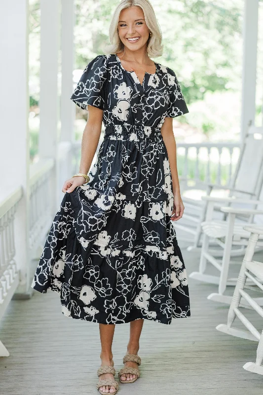 I'll Be Seeing You Black Floral Maxi Dress Chic Trend Collection