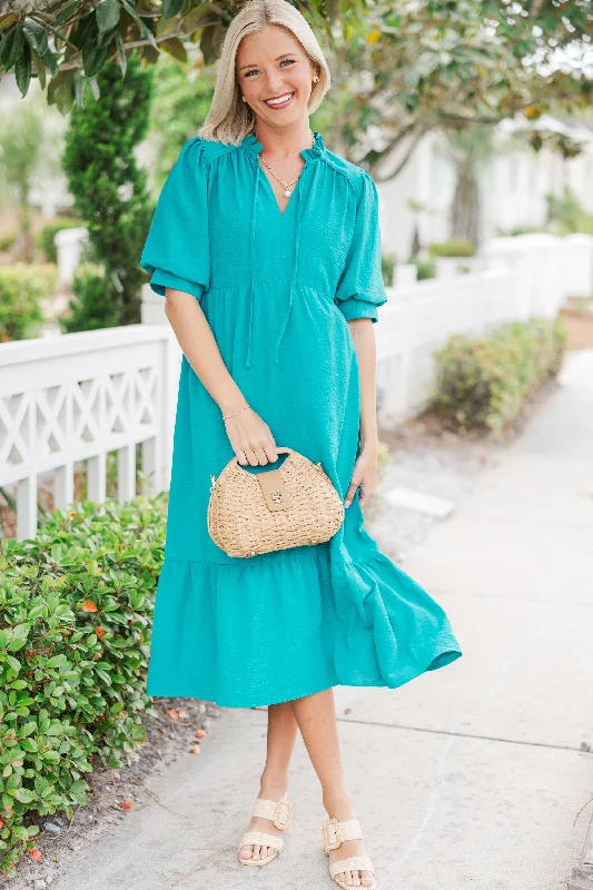 First And Foremost Jade Green Midi Dress Wardrobe Update