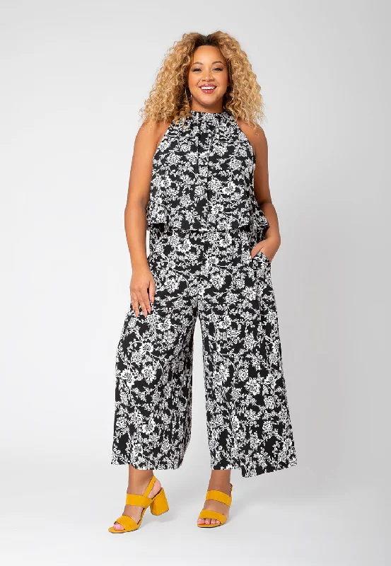 Leota Women's Skyler Floral Jumpsuit Black Trendy Styles