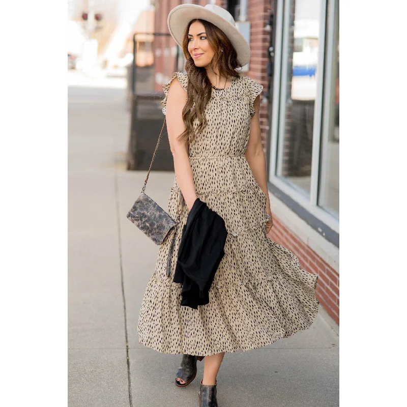 Spectacular Speckled Tiered Midi Luxury Fashion for Women