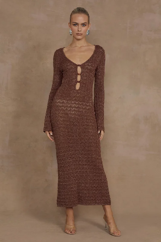 NYA MIDI DRESS - ESPRESSO Great Deals On Ethnic Cultural Wear