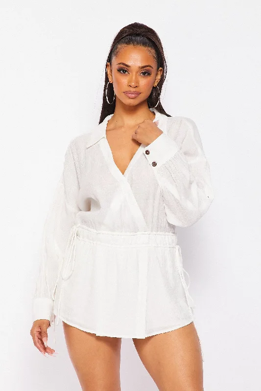 Isn't It Lovely V-Neck Shirt Romper Summer Deals