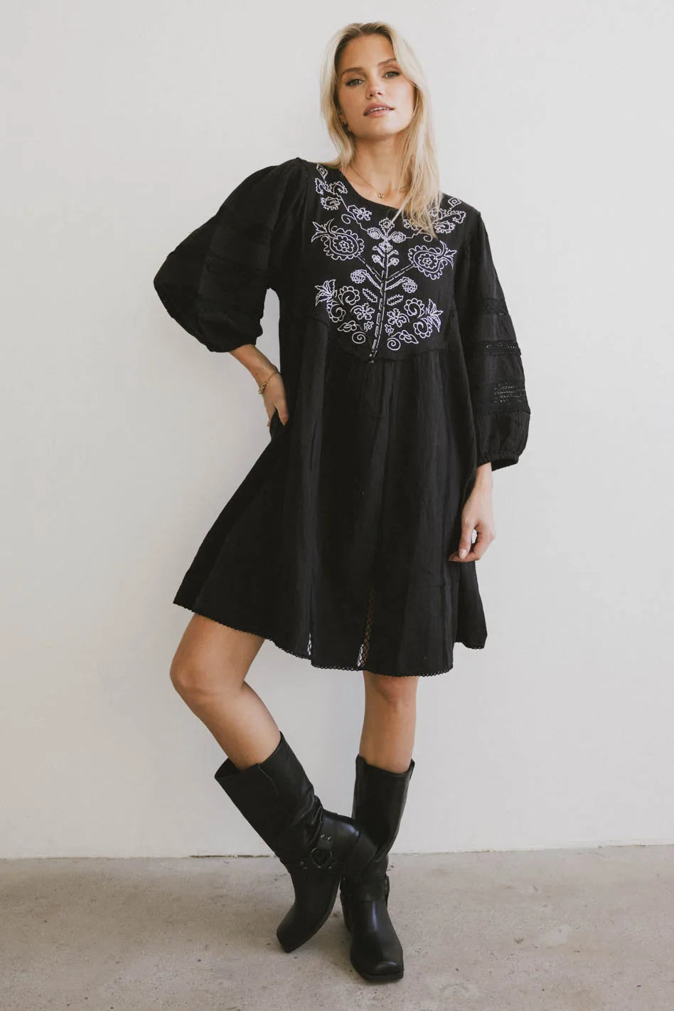 Serendipity Embroidered Dress in Black Bold Fashion