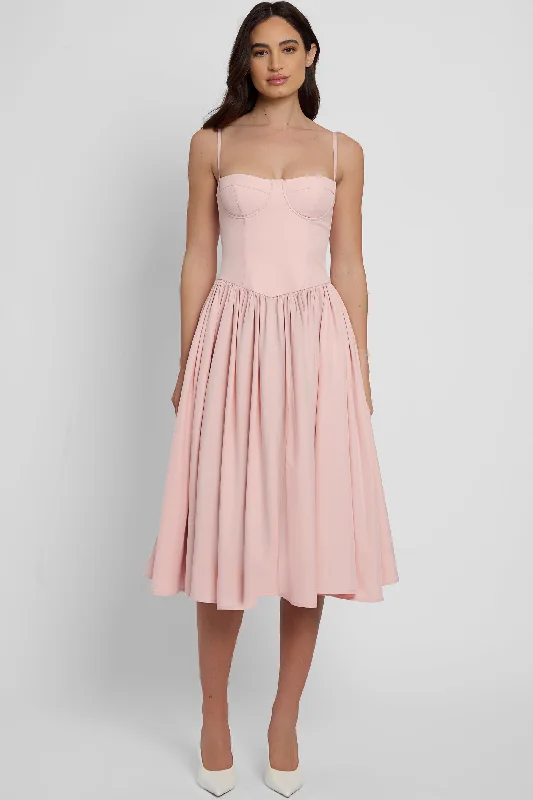 Ballerina Bustier Midi Dress - Pink Trendy Threads