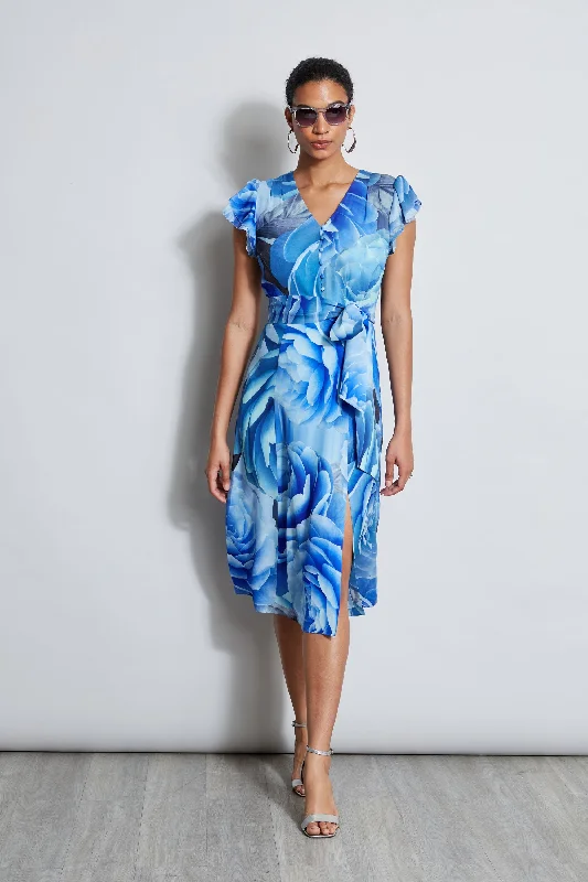 Silk Fantasy Garden Midi Dress Stylish Spring Fashion