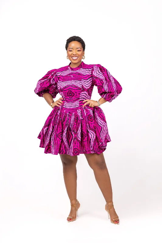 Modupe Ankara Mini Dress | Pink African Print Playful Elegance