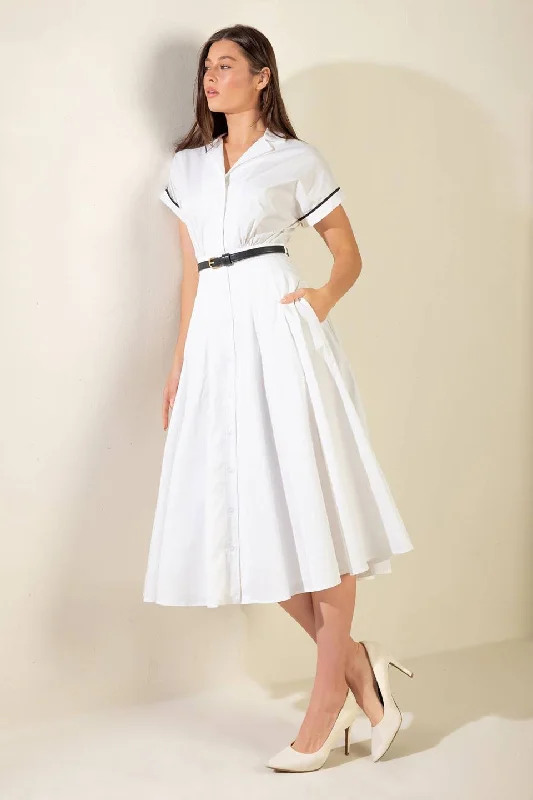 EXQUISITE POISE WOVEN MIDI DRESS Trendy Styles