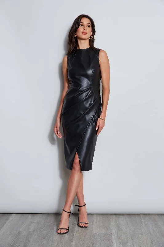 Vegan Leather Dart Wrap Dress Seasonal Trend