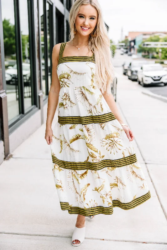 Easy Advice Green Floral Midi Dress Hot Trends