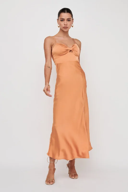 Missoula Cami Strap Padded Bust Midi Dress Orange Must-Have Styles