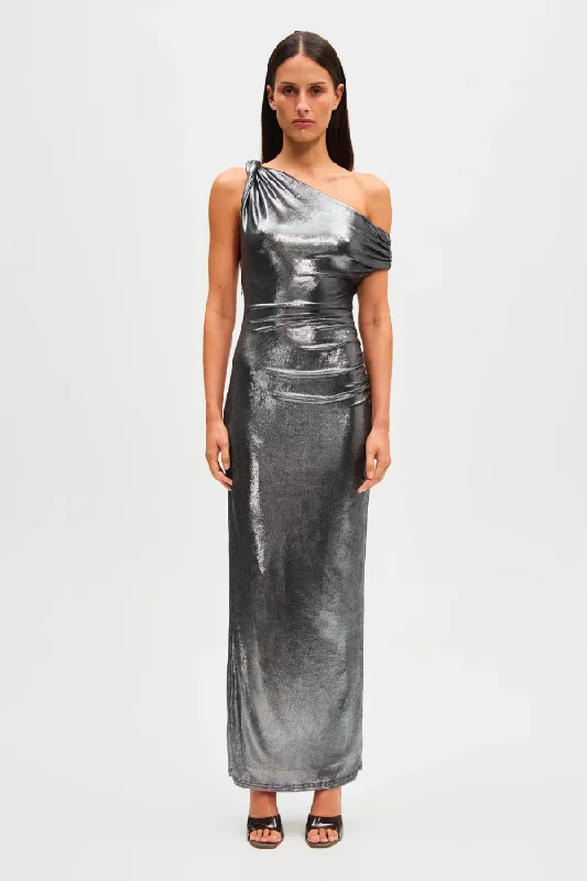 Nyra Metallic Gown Silver Sophisticated Outfits