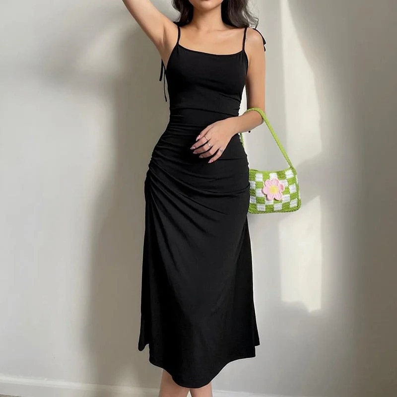 BerriesJam - Strappy Ruched Irregular Elegant Backless Long Dress End Of Season Sale