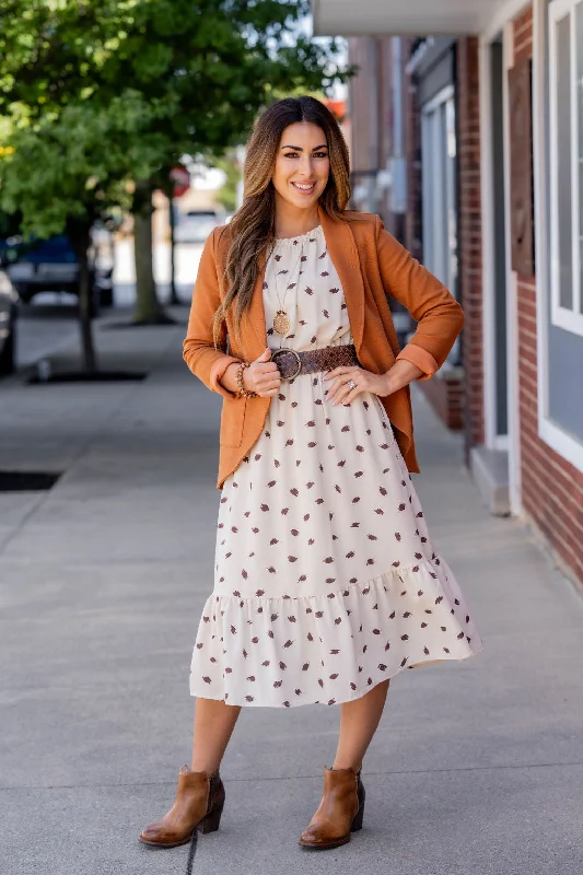 Sketched Cinched Neck Midi Dress Chic Style