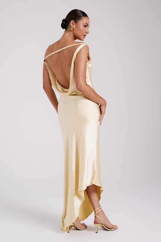 Yvette Slip Maxi Dress With Asymmetrical Hem - Butter Valentine's Special