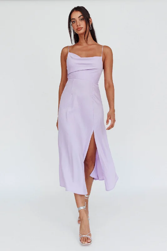 Suki Front Split Midi Dress Lilac Athleisure Wear Special Offer