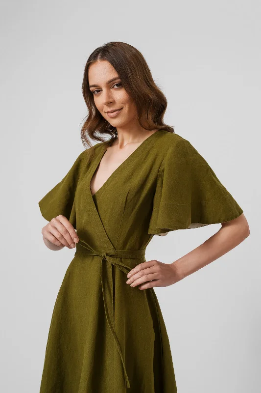 Wrap Dress, Butterfly Sleeve Quality Driven Apparel