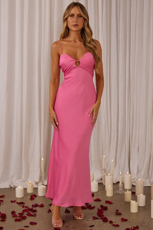 In A Daze Gathered Bust Maxi Dress Hot Pink Effortless Everyday Wear