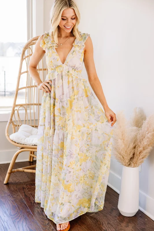 Living In A Dream Yellow Floral Maxi Dress Discounts On Casual Weekend Styles