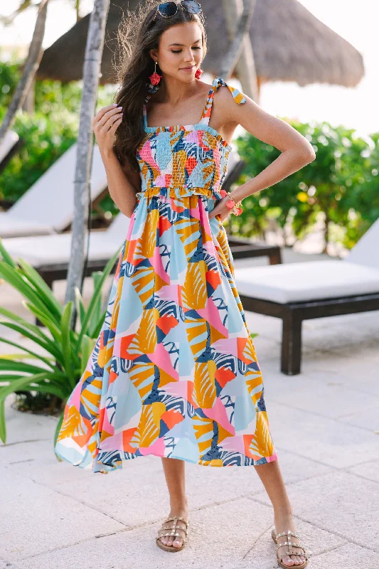 Can't Contain It Yellow Floral Midi Dress Unbeatable Prices